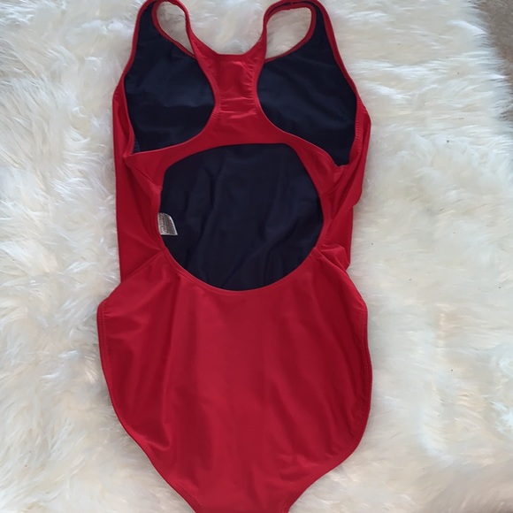 Red Lifeguard Spandex One Piece BodySuit - Picture 3 of 5